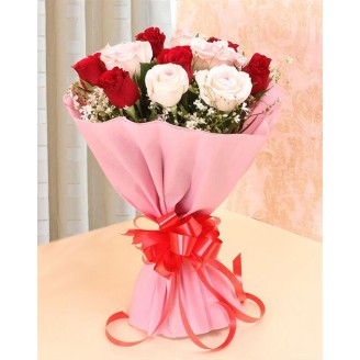 Glamorous Red and Pink Roses Bouquet Online flower delivery in Jaipur Delivery Jaipur, Rajasthan